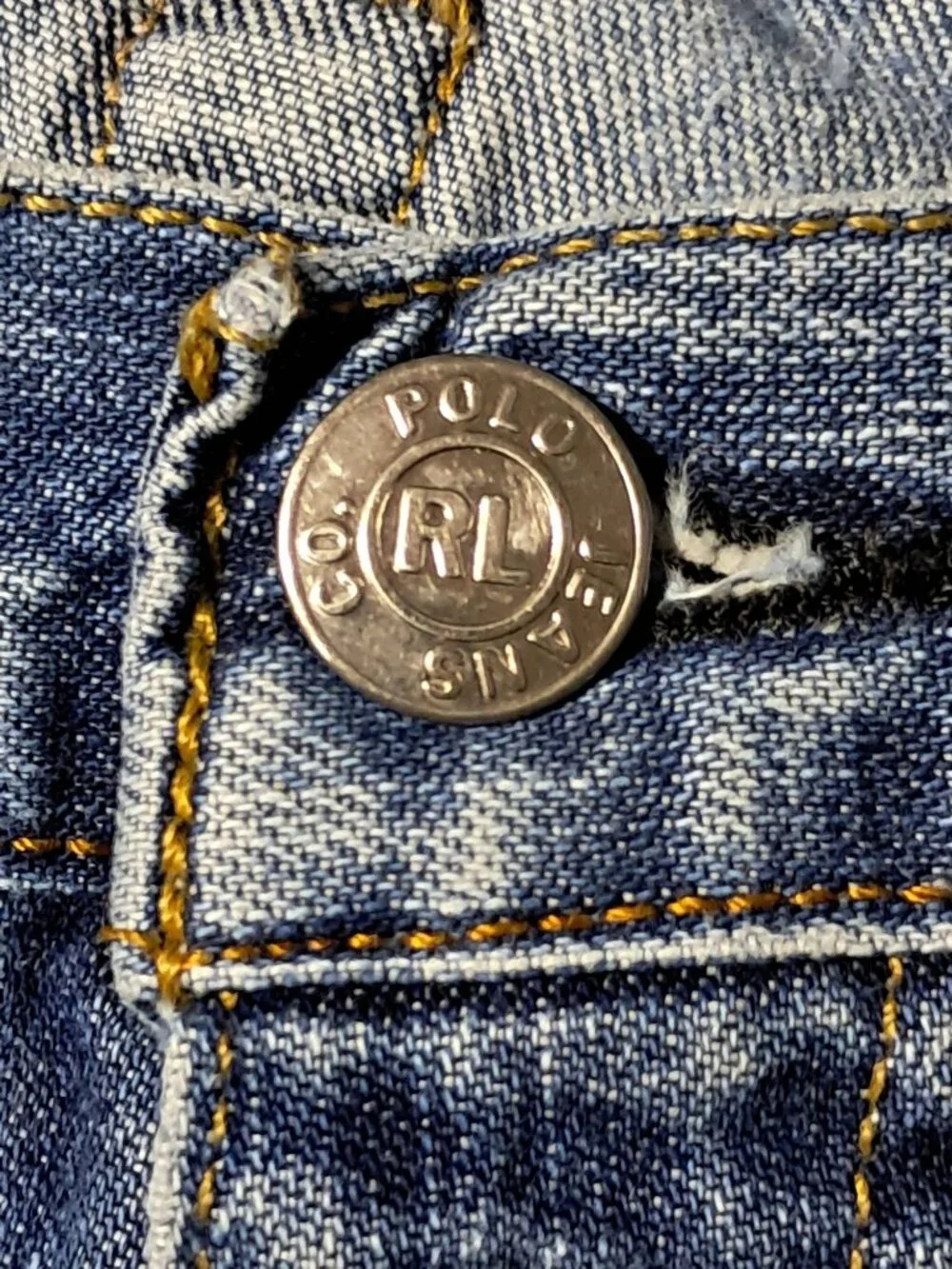 Polo Ralph Lauren Jeans Mens Size 34 Distressed Easy Fit Straight Leg Blue Denim